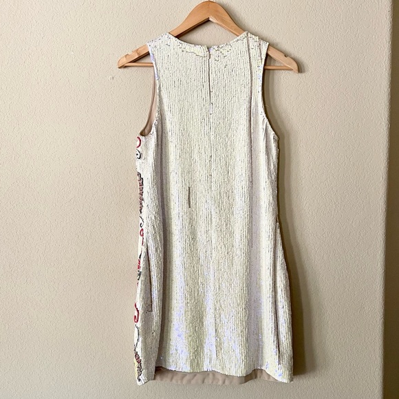 Needle & Thread Sequined Embroidered Dress Fully Embellished Ecru Bling Cocktail - Picture 6 of 14
